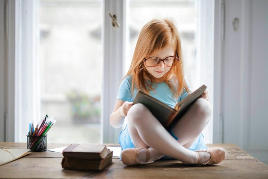 Child learning with English German bilingual kids focus.